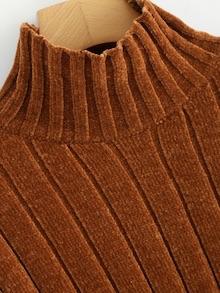 High Neck Raw Hem Crop Sweater